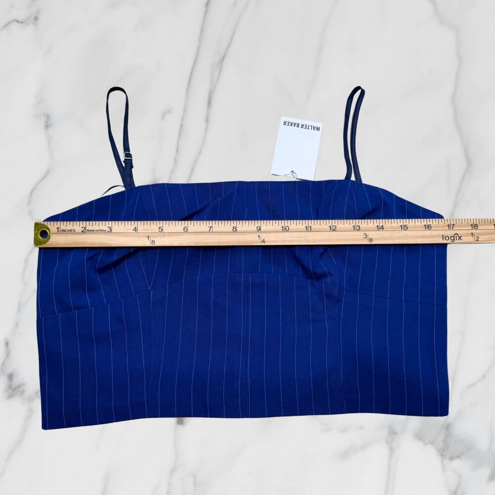 Walter Baker Tanvi Strapless Pinstripe Bustier Crop Top Blue XL - Picture 7 of 9